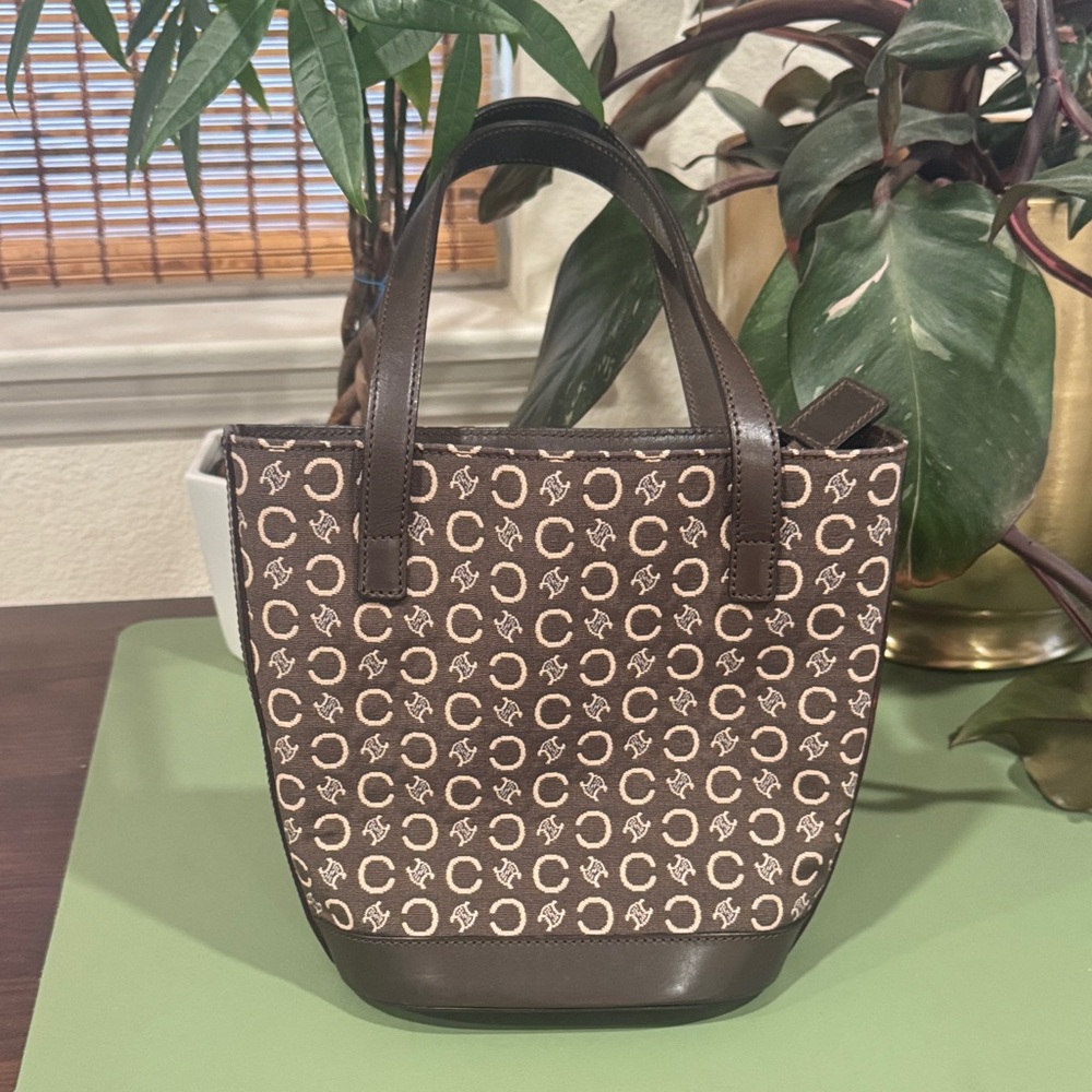 Celine Black and Cream Monogram Tote and dust bag